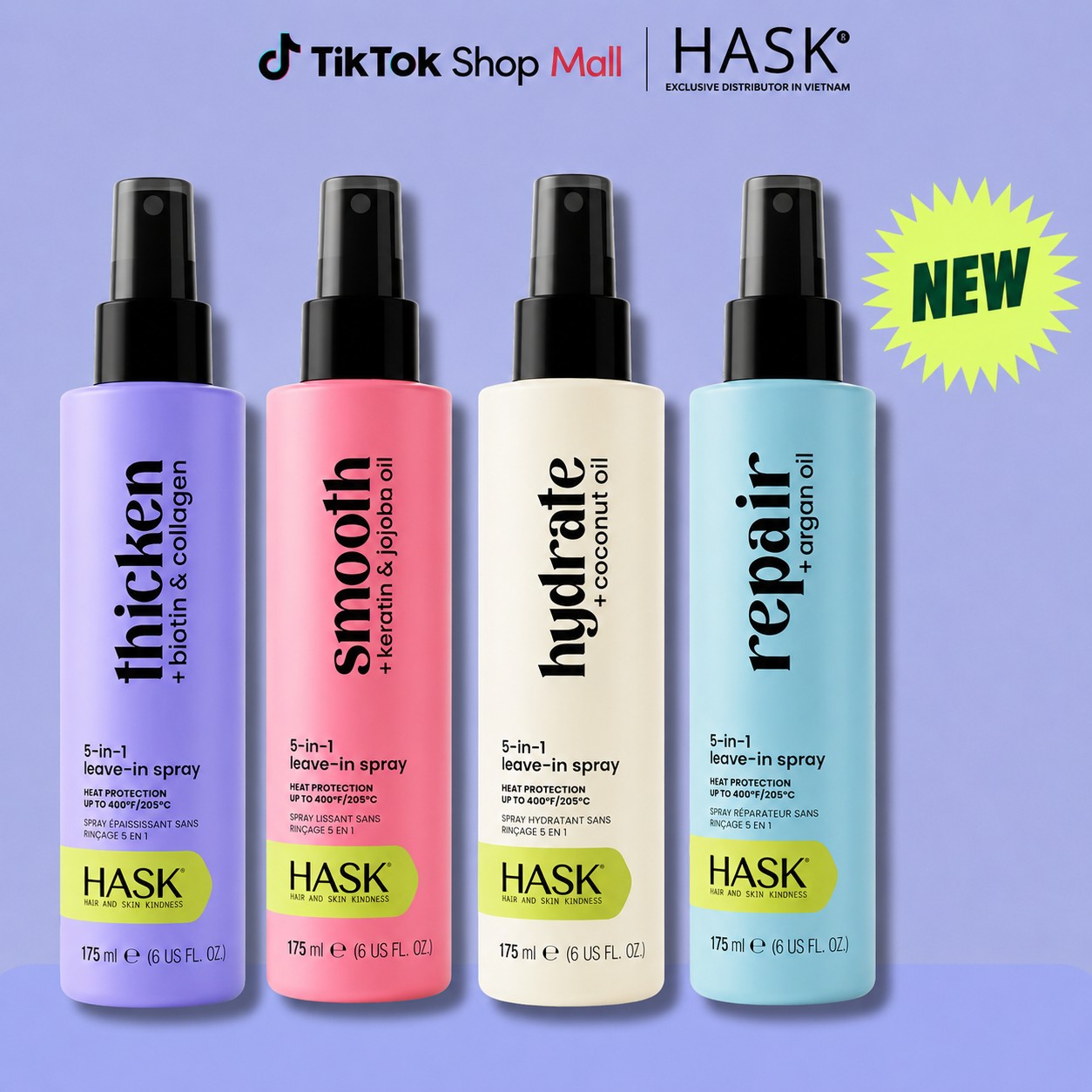 Bốn dòng xịt dưỡng HASK 5-in-1 chính hãng