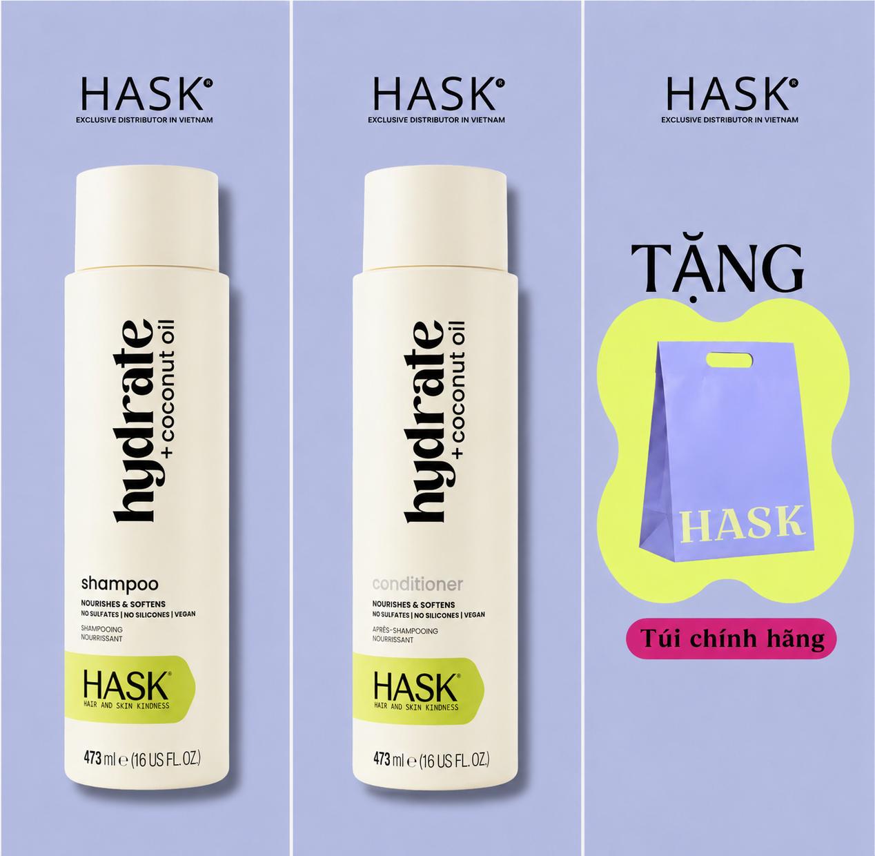 Bộ dầu gội và dầu xả HASK Coconut Oil
