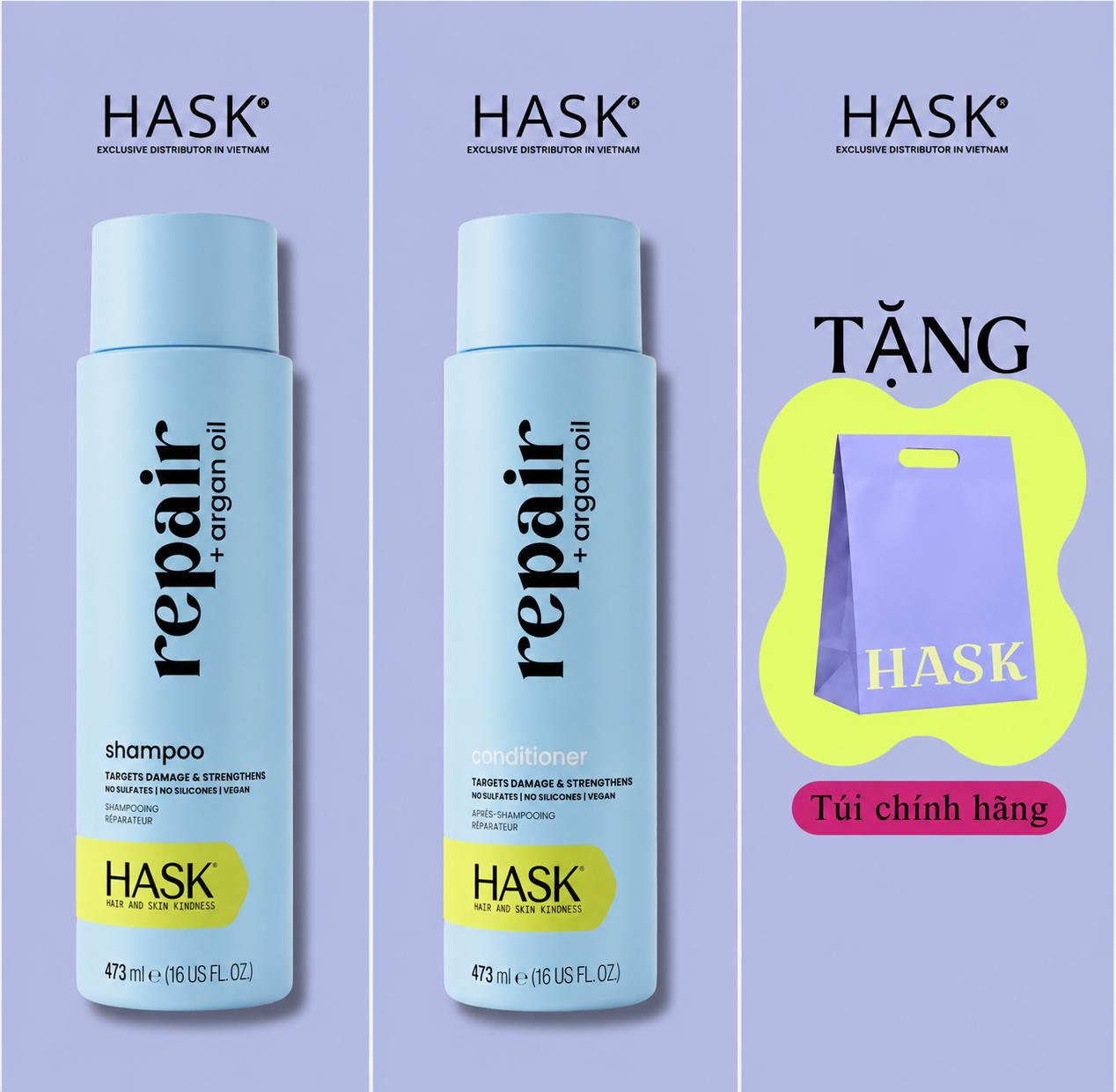 Bộ dầu gội và dầu xả HASK Argan Oil
