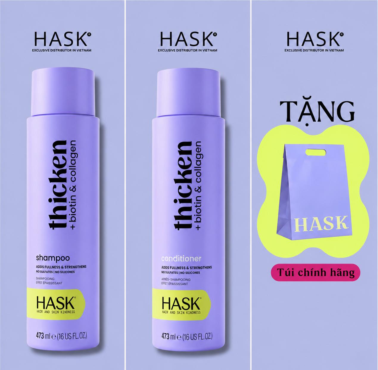 Bộ dầu gội và dầu xả HASK Biotin & Collagen